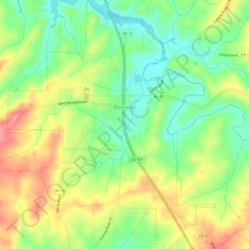 Wedowee topographic map, elevation, terrain