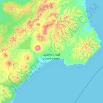 Кроноцкий заповедник topographic map, elevation, terrain