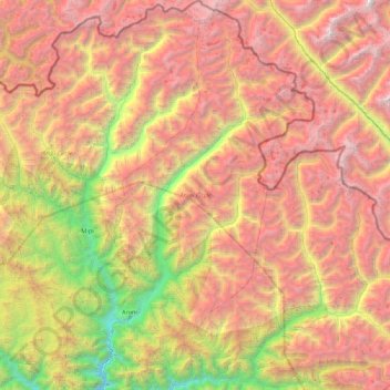 Upper Dibang Valley topographic map, elevation, terrain