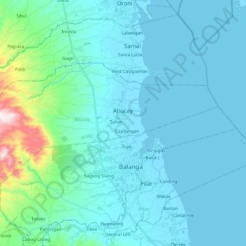 Abucay topographic map, elevation, terrain