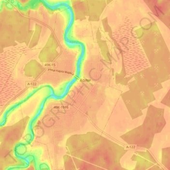 Холмское городское поселение topographic map, elevation, terrain