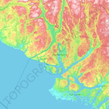 Vest-Agder topographic map, elevation, terrain