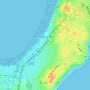 Long Jetty topographic map, elevation, terrain