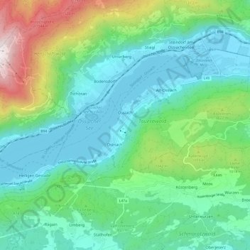 Ossiach topographic map, elevation, terrain