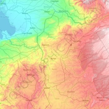 Sondu topographic map, elevation, terrain