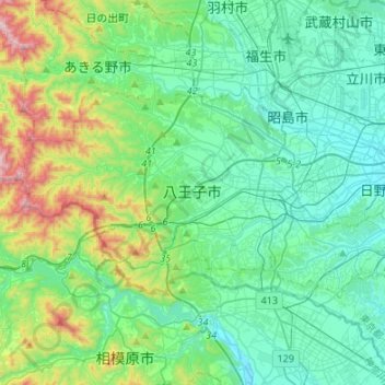Hachiōji topographic map, elevation, terrain