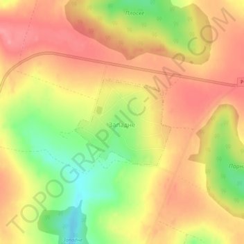 Zapadne topographic map, elevation, terrain
