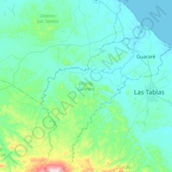 Distrito Guararé topographic map, elevation, terrain