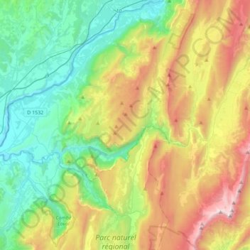 La Bourne topographic map, elevation, terrain