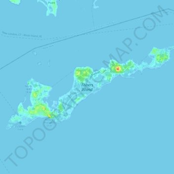 Fishers Island topographic map, elevation, terrain