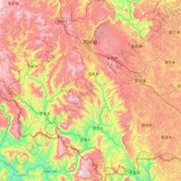 那坡县 (Napo) topographic map, elevation, terrain