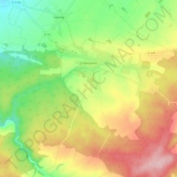 Chalvraines topographic map, elevation, terrain