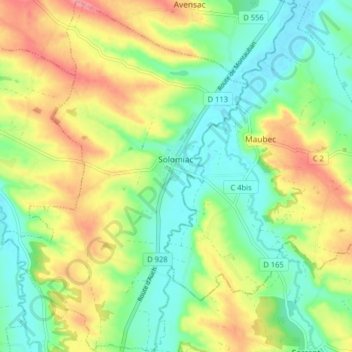 Solomiac topographic map, elevation, terrain