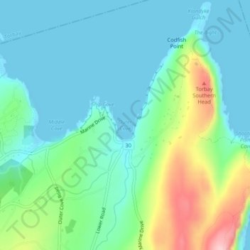 Outer Cove topographic map, elevation, terrain