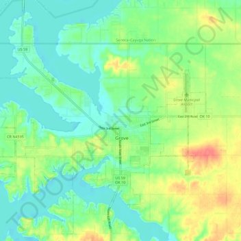 Grove topographic map, elevation, terrain