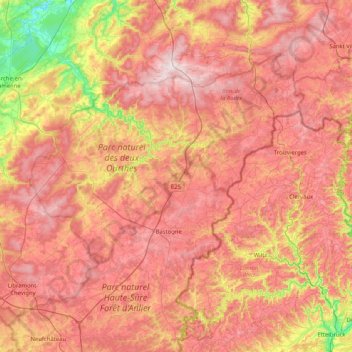 Bastogne topographic map, elevation, terrain