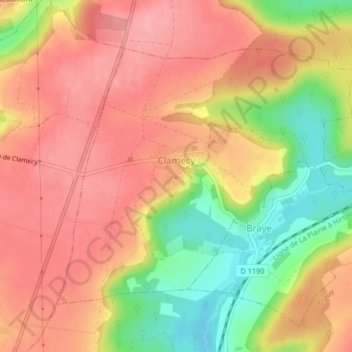 Clamecy topographic map, elevation, terrain