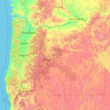 Oregón topographic map, elevation, terrain