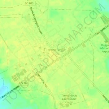 Timmonsville topographic map, elevation, terrain