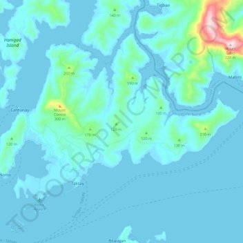 Nonoc Island topographic map, elevation, terrain