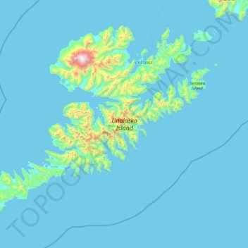 Unalaska Island topographic map, elevation, terrain