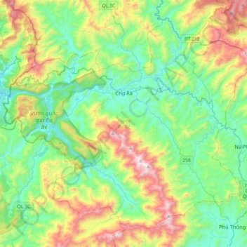 Ba Bể topographic map, elevation, terrain