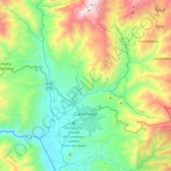 Catamayo topographic map, elevation, terrain