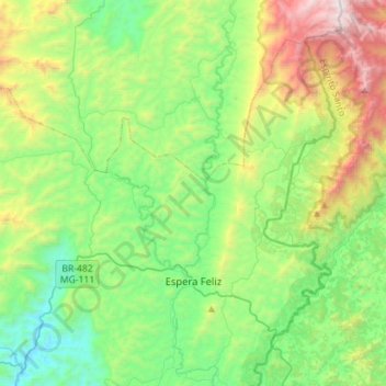 Espera Feliz topographic map, elevation, terrain
