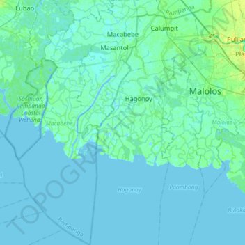 Macabebe topographic map, elevation, terrain