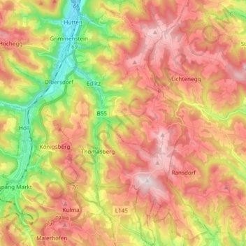 Gemeinde Thomasberg topographic map, elevation, terrain
