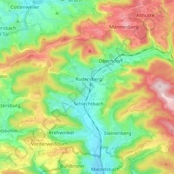 Rudersberg topographic map, elevation, terrain