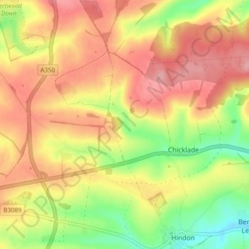 Chicklade topographic map, elevation, terrain