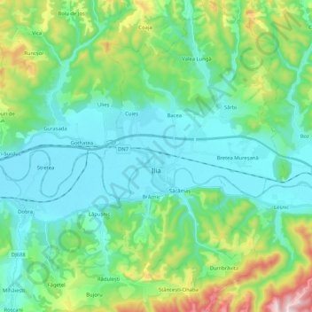 Ilia topographic map, elevation, terrain