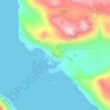 Pelican topographic map, elevation, terrain