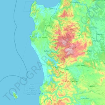 Provincia de Arauco topographic map, elevation, terrain