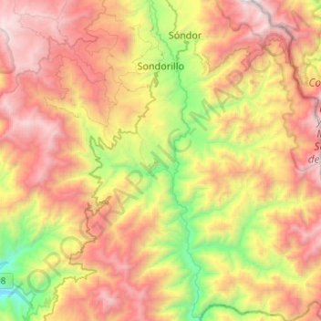 Sondorillo topographic map, elevation, terrain