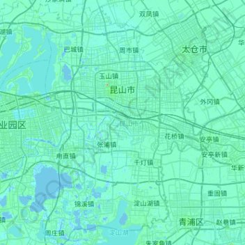 Kunshan topographic map, elevation, terrain