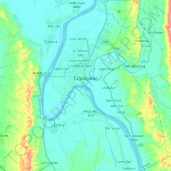 Tuguegarao topographic map, elevation, terrain