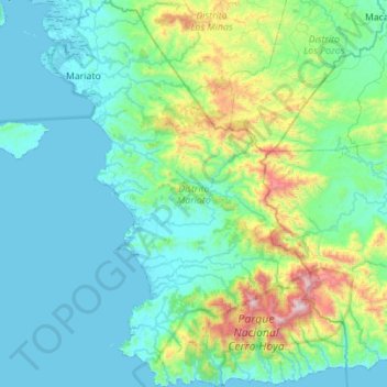 Distrito Mariato topographic map, elevation, terrain