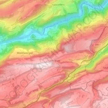 Saint-Brais topographic map, elevation, terrain