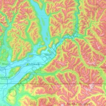 Fraser River topographic map, elevation, terrain