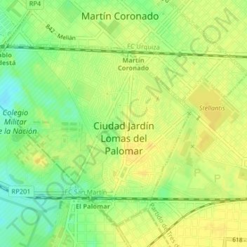 Ciudad Jardín Lomas del Palomar topographic map, elevation, terrain