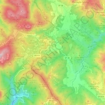 Orvinio topographic map, elevation, terrain