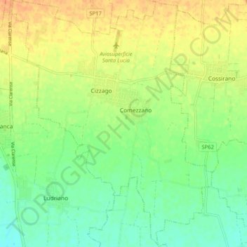 Comezzano-Cizzago topographic map, elevation, terrain