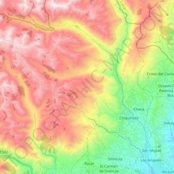 Chiquintad topographic map, elevation, terrain