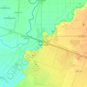 San Luis topographic map, elevation, terrain
