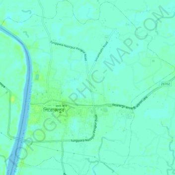 Pirojpur Municipality topographic map, elevation, terrain