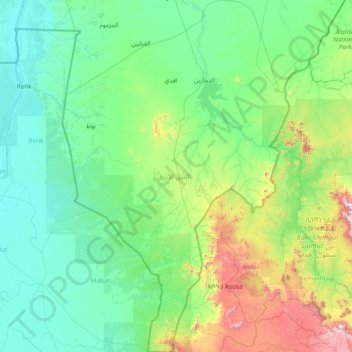 Blue Nile State topographic map, elevation, terrain