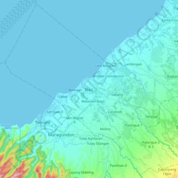 Naic topographic map, elevation, terrain