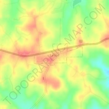 Leslie topographic map, elevation, terrain